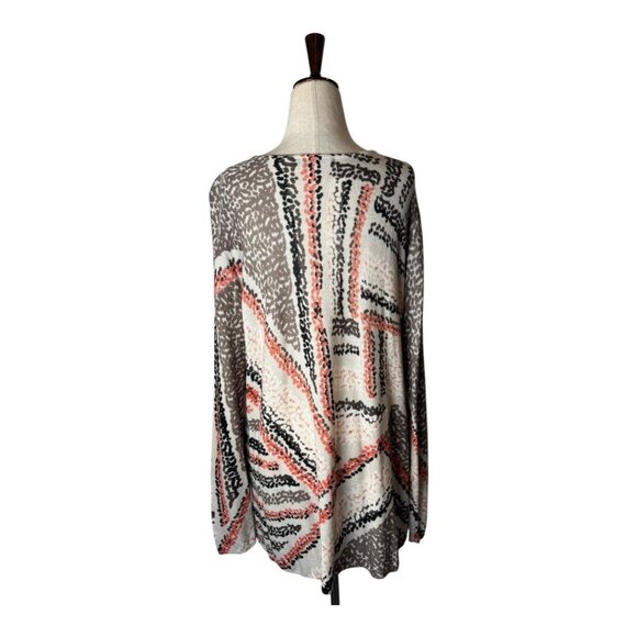 Nic+Zoe Sweater Women Large Ivory Linen Blend Knit Geometric Femme Sleeve‎ Artsy - Picture 2 of 7